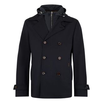 Moorer Double-Breasted Coats, male, Blue, Size: 5XL Larkin Jacket