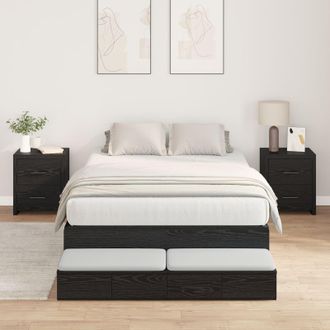 Berkfield Home Storage Bed Frame Black Oak 120x200 cm