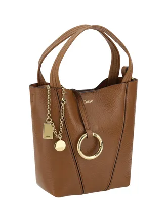 Chlo&eacute; Womens Spin Shoulder Bag Clay Brown Calf Leather Bos Taurus