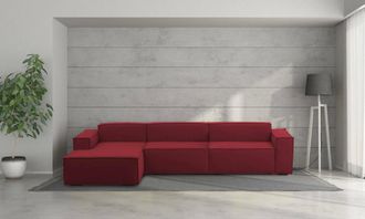 Talamo Italia Talamo Italia Sof&aacute; Fijo Licia, Sof&aacute; Modular 4 Plazas Pen&iacute;nsula Izquierda, 100% Made In Italy, Sof&aacute; Moderno En Tela, Cm 340x170h70, Rojo, Con Embalaje 