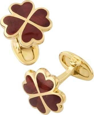 Jan Leslie Four Leaf Clover Sterling Silver Gold Vermeil Cufflinks in Red at Nordstrom