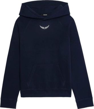 Zadig&Voltaire Hoodies & sweatvesten, Dames, Blauw, L, Katoen, Georgy Embellished Hoodie
