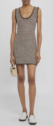 Veronica Beard Basette Tweed Knit Dress In Beige