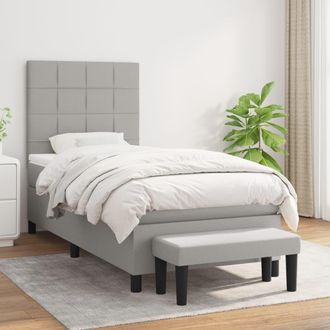 vidaXL Vidaxl - Cama Box Spring Con Colch&oacute;n Tela Gris Claro 90x190 Cm