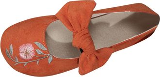 Generic Womens Flat Shoes Bow Casual Pumps Round Toe Fashionable Lightweight Comfortable Slip On Breathable Wide Fit Mary Jane Shoes Outdoor Daily Orange