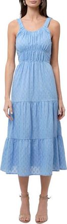 Adelyn Rae Rosali Textured Tiered Midi Dress in Sky Blue at Nordstrom, Size X-Large