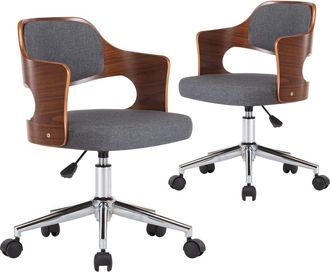 vidaXL Sillas De Comedor Giratorias 2 Uds Madera Curvada Y Tela Gris Vidaxl
