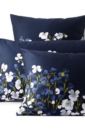 Lands End 400 Thread Count Premium Supima Cotton No Iron Sateen Pillow Sham in Deep Sea Navy Floral at Nordstrom, Size Standard