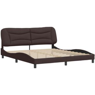 vidaXL Cama Sin Colch&oacute;n De Tela Marr&oacute;n Oscuro 180x200 Cm Vidaxl