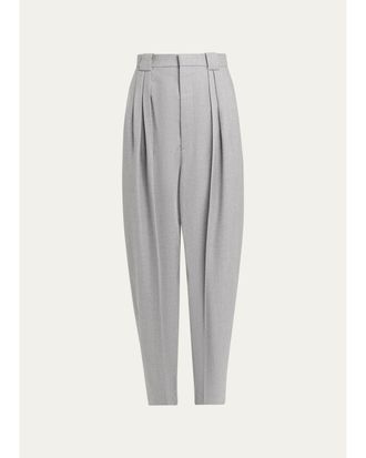 Bottega Veneta Pleated Wool Barrel-Leg Trousers