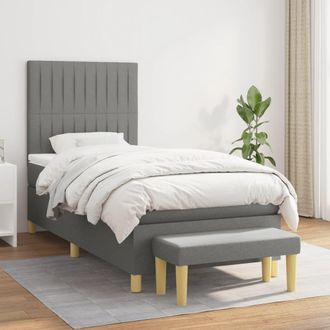 vidaXL Vidaxl - Cama Box Spring Con Colch&oacute;n Tela Gris Oscuro 80x200 Cm