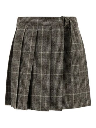 Brunello Cucinelli pleated check skirt - women - Fabric - 38 - Grey