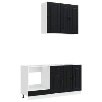 vidaXL Unidad De Cocina Kalmar 5 Uds. Negro Madera De Ingenier&iacute;a Vidaxl