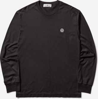 Stone Island Men s Garment Dyed Logo Longsleeve T-Shirt Black