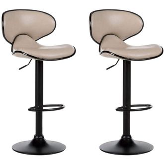 Beliani Set di 2 sgabelli moderni senza braccioli regolabili in altezza in ecopelle beige chiaro Conway II