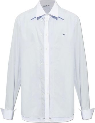 Acne Studios Overhemden, Heren, Blauw, XL, Katoen, Gelaagde Poplin Blouse
