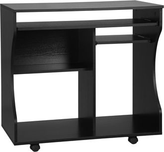 HOMCOM Computer Table Study Desk with Sliding Keyboard Tray - Black | TJ Hughes