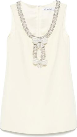 Self Portrait Abito corto in crêpe con fiocco - Giallo