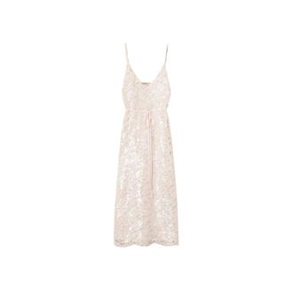 Twinset Midi Kantjurk met Pailletten - Dames - Feestkleedjes - Beige - XS - Pailletten - Kleedjes