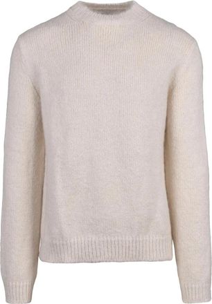 Jil Sander Maglione Girocollo - Heren - Ronde hals truien - Wit - L - Wol - Truien & Vesten