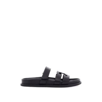 Tory Burch Schoenen, Dames, Zwart, 40 EU, Leer, Leren Sandalen met Dubbele Band