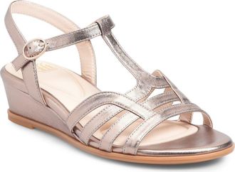 S&ouml;fft Scarlet Ankle Strap Wedge Sandal in Light Espresso Metallic at Nordstrom Rack, Size 8.5