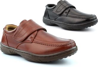 Generic Mens Comfort Shoes Size 6 Boys Shoes Size 8 Lightweight Shoe Mens Strap Fastening Shoe Lightweight Comfort Casual Strap Fastening Sizes 6-12 Black/Tan