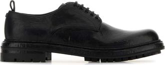 Dolce & Gabbana Zwarte Leren Veterschoenen