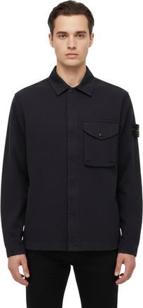 Stone Island Navy Blue Solid Overshirt