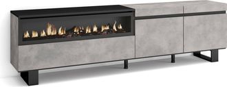 Skraut Home Skraut Home - Mueble Tv, Televisi&oacute;n, Muebles De Sal&oacute;n, Almacenaje, 200x57x35cm, Para Tv Hasta 80, Chimenea El&eacute;ctrica, Dise&ntilde;o Industrial, Estilo Modern