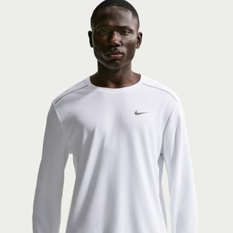 Nike Mens Miler Dri-FIT Long-Sleeve Running Top in White | IF2086-100