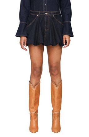 Avec Les Filles Bubble Denim Miniskirt in Dark Rinse Wash at Nordstrom, Size 2