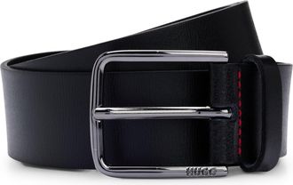 HUGO BOSS Lederg&uuml;rtel HUGO Gerik_Sz35, Herren, Gr. 11,5, schwarz (schwarz_001), Leder, unifarben, G&uuml;rtel Lederg&uuml;rtel, mit Logopr&auml;gung und kontrastfarbende Detai