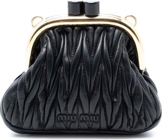 Miu Miu Black Leather Mini Matelasse Nappa Belle Clutch