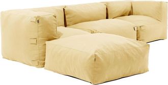 Oviala Sof&aacute; de esquina modular, 1 sill&oacute;n, 2 &aacute;ngulos, 1 puff amarillo claro