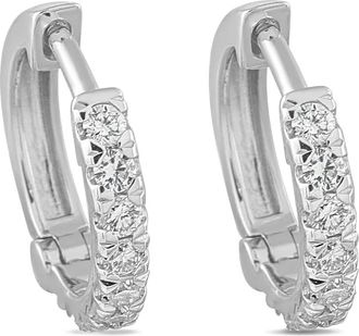 Luxury Bazaar 18K white gold diamond huggie earrings - Zilver