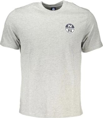 North Sails Grijze Katoenen Print Logo T-Shirt - Heren - T-shirts - Grijs - S - Katoen - Tops