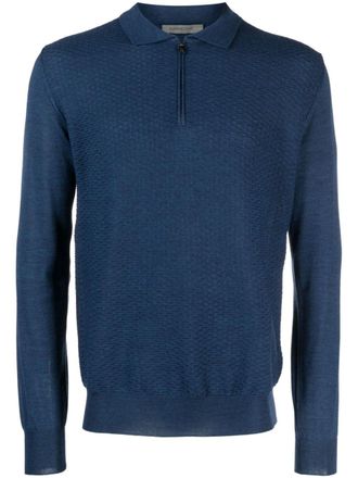 Corneliani fine-knit virgin wool polo shirt - men - Virgin Wool - 56 - Blue
