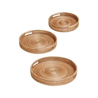 Chehoma Bandejas de rat&aacute;n claro (Lote de 3)