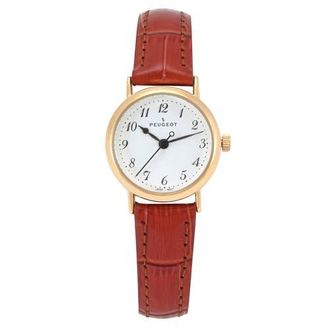 Peugeot Minimalist Small face Easy Read Leather Watch- 27MM in Brown at Nordstrom
