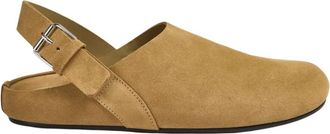 Liviana Conti Mules Flat in Vitello Scamosciato - Dames - Klompen - Beige - 38 EU - Leer - Schoenen