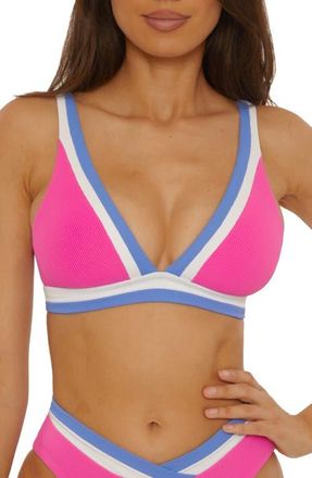 BECCA by Rebecca Virtue Coast Line Triangle Bikini Top in Rose Berry at Nordstrom, Size Medium