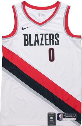 Nike Damian Lillard Trail Blazers Association Edition Nike NBA Swingman Jersey White Red Black 864445-100