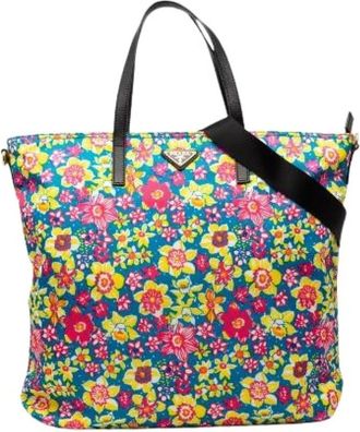 Prada Pre-owned Tote Bags, female, Multicolor, Size: ONE SIZE Pre-owned Nylon Leather 2way Tote Bag