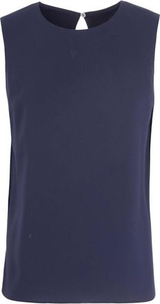 Parosh Blue Solid Round Neck Top