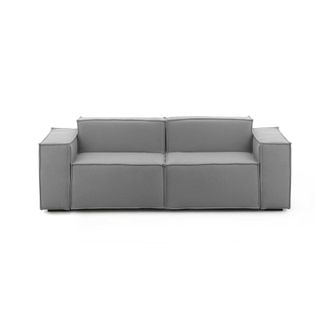 Dmora Dmora - Sof&aacute; Fijo Dlongh, Sof&aacute; Modular Lineal De 2 Plazas, 100% Made In Italy, Sof&aacute; De Sal&oacute;n Moderno En Tela., Cm 220x95h70, Gris