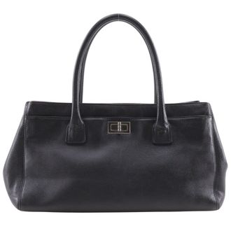 Chanel 2.55 Black Grained Calfskin Tote Bag (Pre-Owned)