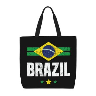 Generic Women Handbag Brazil Flag Tote Bag Casual Large Capacity Shopping Bags, For Holiday, Graduation, Daily, Christmas, School