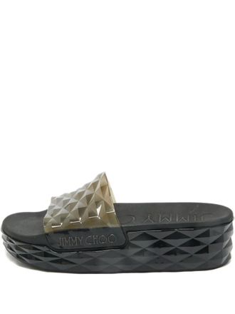 Jimmy Choo London diamond-pattern slides - Grey