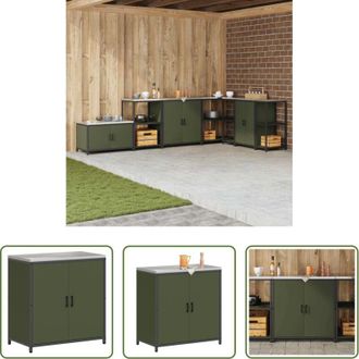 vidaXL vidaXL Scaffale in acciaio - Stoccaggio in cucina Verde oliva 60 x 50 x 92 cm Acciaio